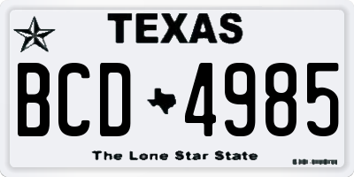 TX license plate BCD4985