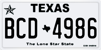 TX license plate BCD4986