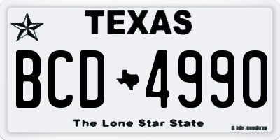 TX license plate BCD4990