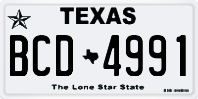 TX license plate BCD4991