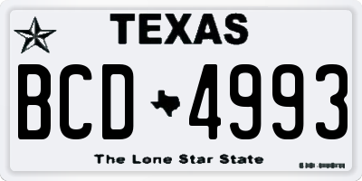 TX license plate BCD4993