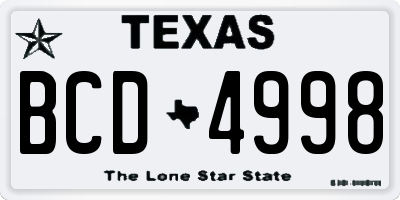 TX license plate BCD4998