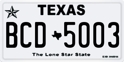 TX license plate BCD5003