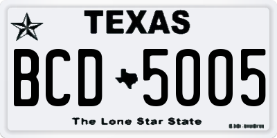 TX license plate BCD5005