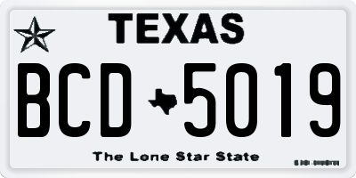TX license plate BCD5019