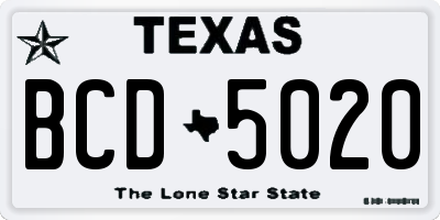 TX license plate BCD5020