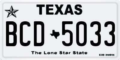 TX license plate BCD5033