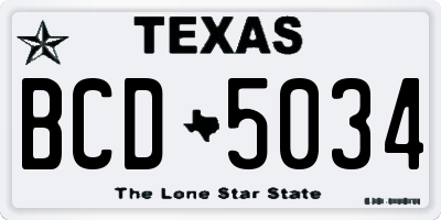 TX license plate BCD5034