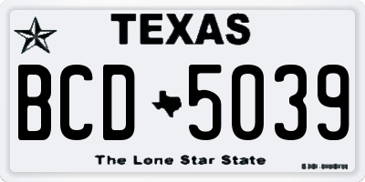 TX license plate BCD5039