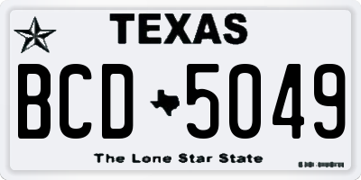 TX license plate BCD5049