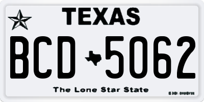 TX license plate BCD5062