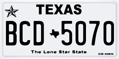 TX license plate BCD5070