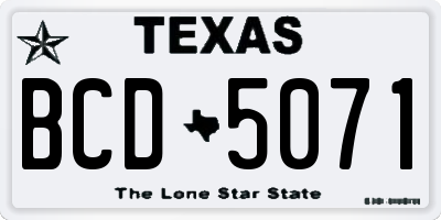 TX license plate BCD5071