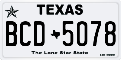 TX license plate BCD5078