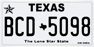 TX license plate BCD5098