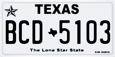 TX license plate BCD5103