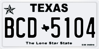 TX license plate BCD5104