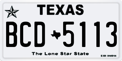 TX license plate BCD5113