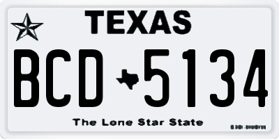 TX license plate BCD5134
