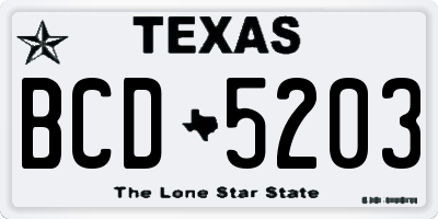 TX license plate BCD5203