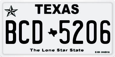 TX license plate BCD5206