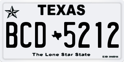 TX license plate BCD5212