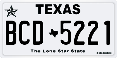 TX license plate BCD5221