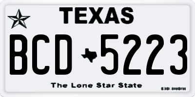 TX license plate BCD5223