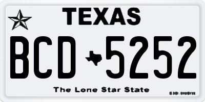 TX license plate BCD5252