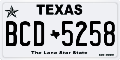 TX license plate BCD5258