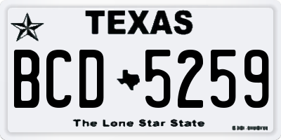 TX license plate BCD5259