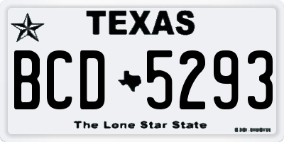 TX license plate BCD5293