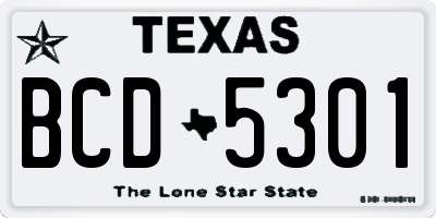 TX license plate BCD5301
