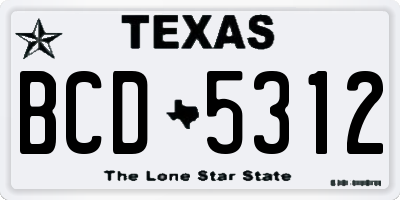 TX license plate BCD5312