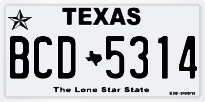 TX license plate BCD5314