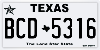 TX license plate BCD5316