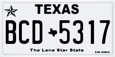 TX license plate BCD5317