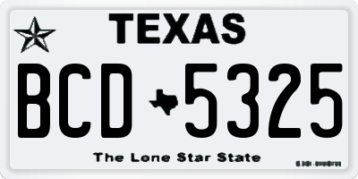 TX license plate BCD5325