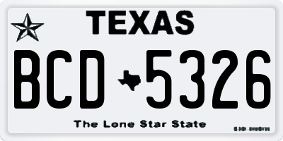TX license plate BCD5326