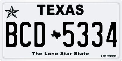 TX license plate BCD5334