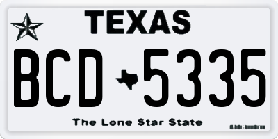 TX license plate BCD5335