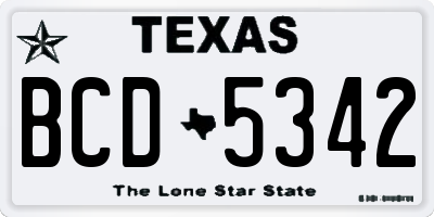 TX license plate BCD5342
