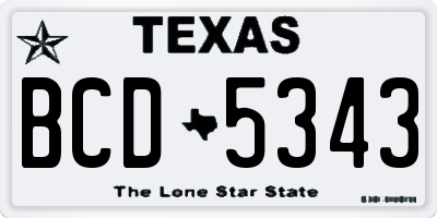 TX license plate BCD5343