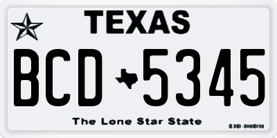 TX license plate BCD5345