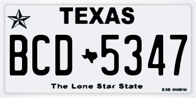 TX license plate BCD5347