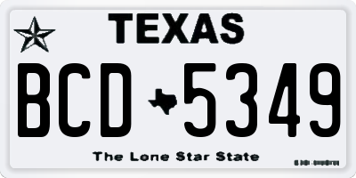 TX license plate BCD5349