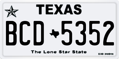TX license plate BCD5352