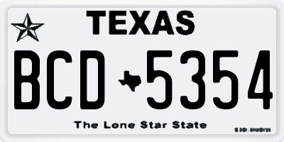 TX license plate BCD5354