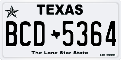 TX license plate BCD5364