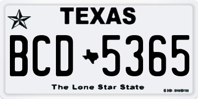 TX license plate BCD5365